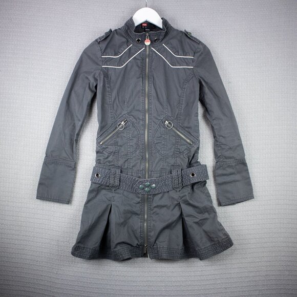 Vintage Diesel Zip Jacket Dress - Y2K / Military Utility XS - Picture 1 of 8